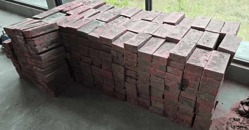 Finished ECO BLOCKS interlocking bricks, ready for construction