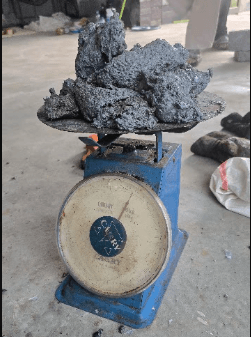 Weighing sorted recycled plastic before processing